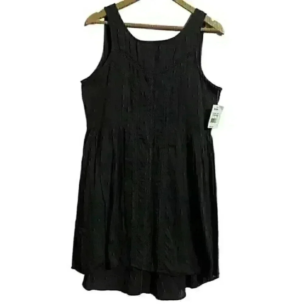 Volcom Women's M Black Lace Pleated Hi-Low Dress Goth Grunge Dark Romantic NWT
